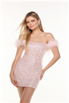 4498 OFF THE SHOLDER FEATHER DRESS