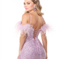 4498 OFF THE SHOLDER FEATHER DRESS